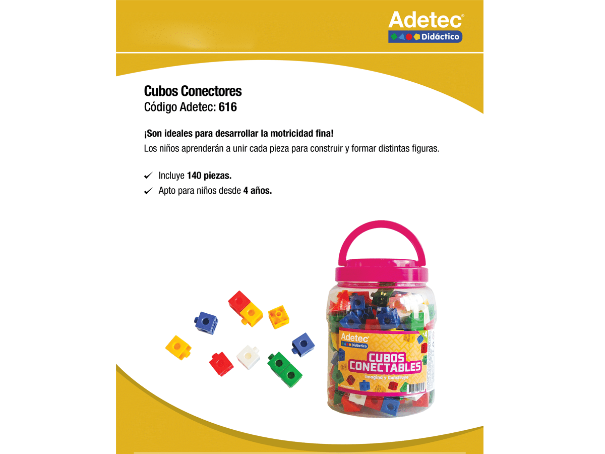 Cubos Conectores Didácticos Adetec 140 Piezas - 616