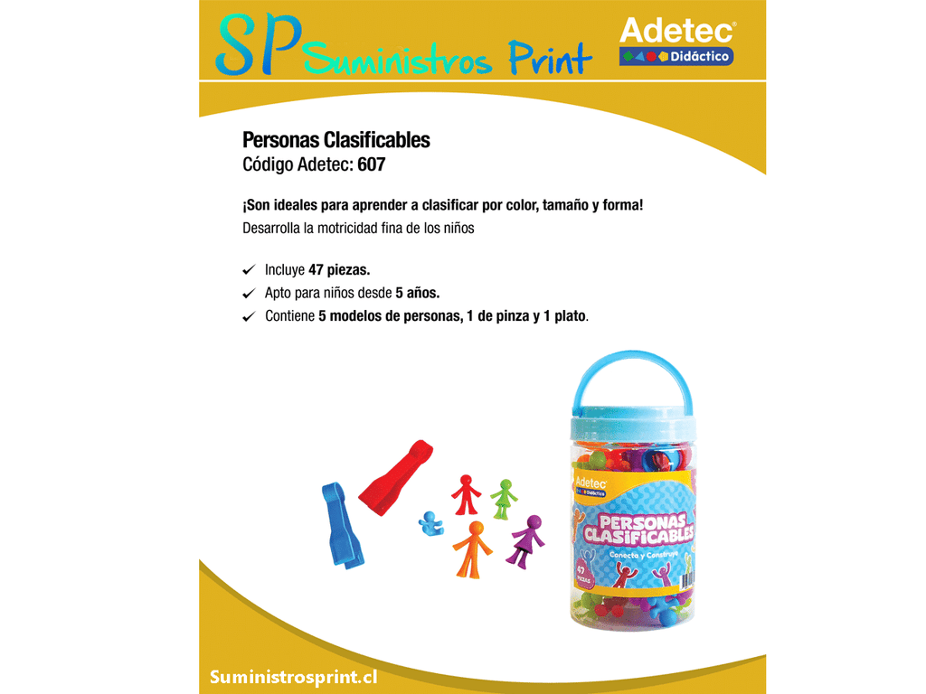 Personas Clasificables Con Pinzas 47 Pza Didácticas Adetec - 607