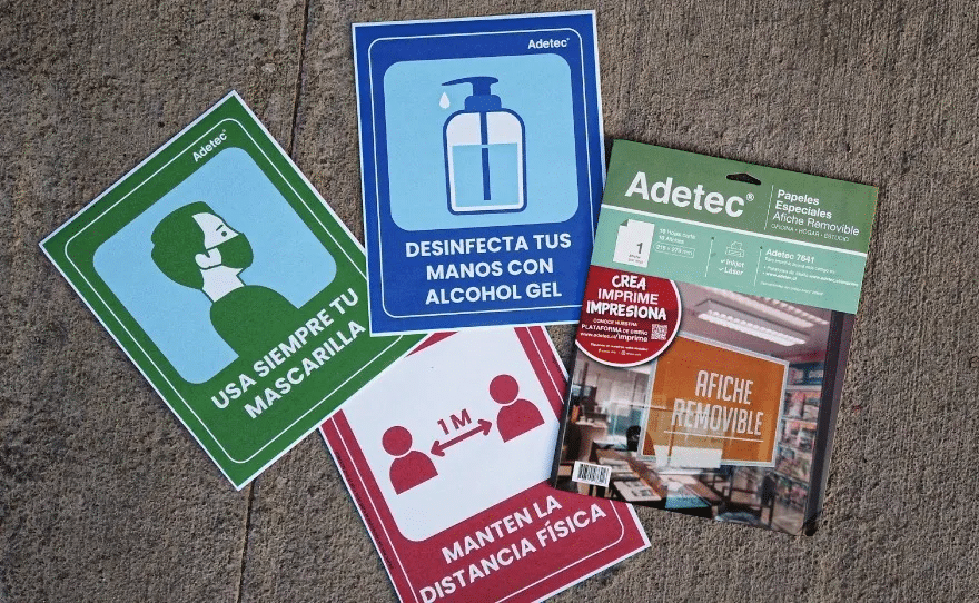 Afiche Removible Adhesivo Inkjet/láser 216x279 mm 10 Hojas Adetec - 7641