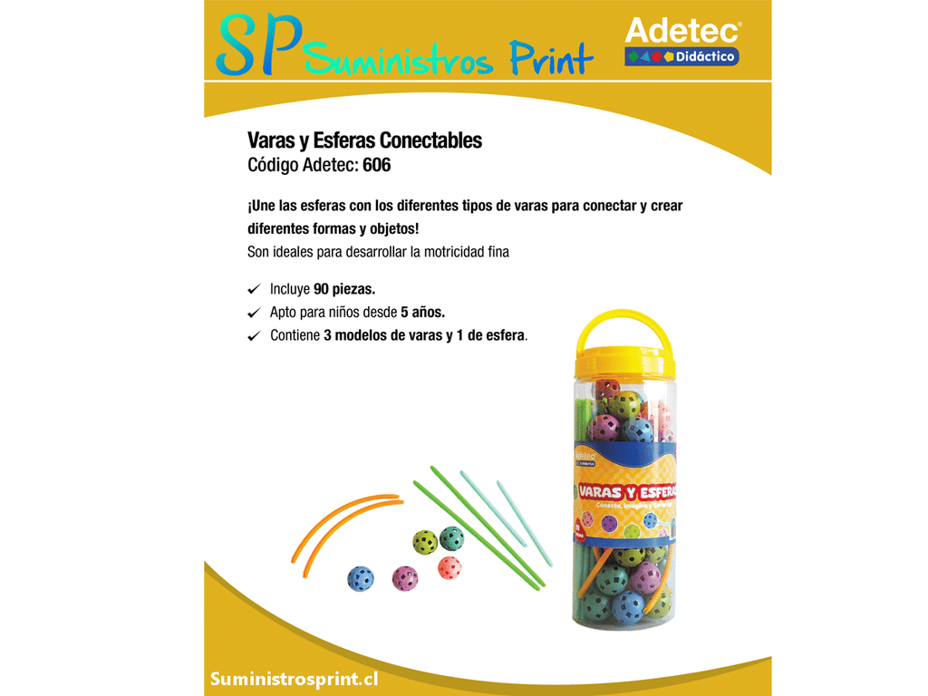 Varas Y Esferas Conectables Adetec 90 Piezas - 606