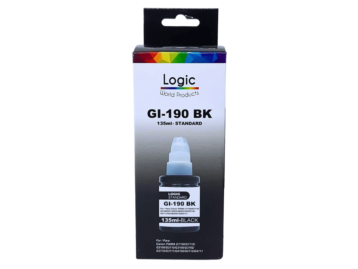 Tinta Refill Ink Para Canon GI-190 Color Negro de 135ml 790 890 990 Logic