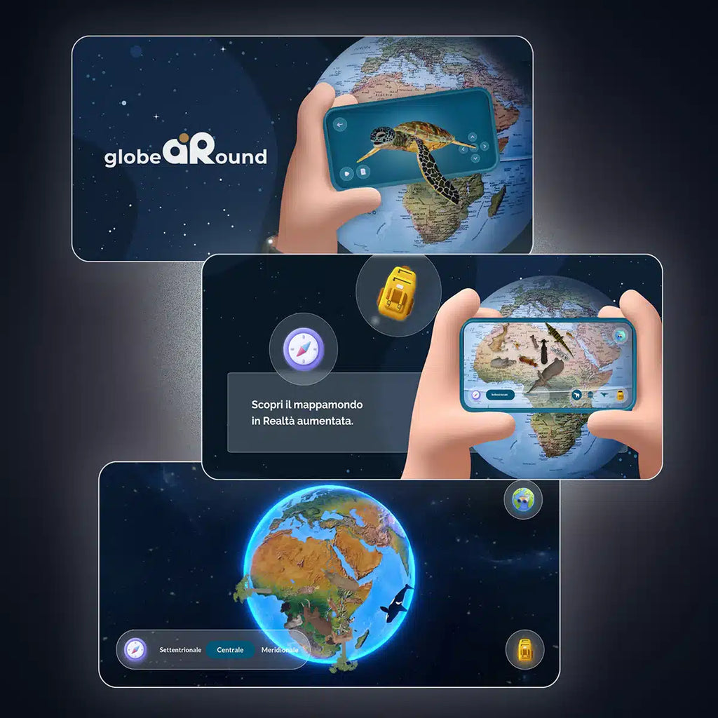 Globo Terráqueo con Realidad Aumentada y Luz LED – 25 cm, Certificado Tecnodidattica