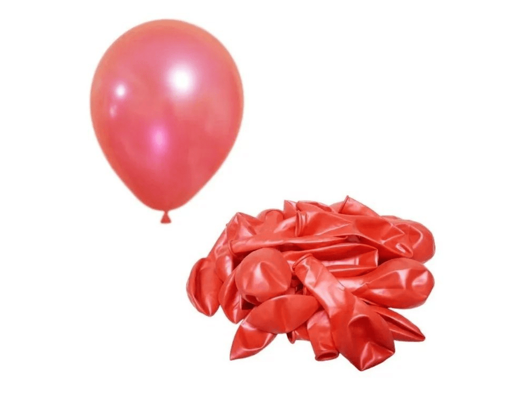 Globos Rojo Látex Metálicos Decorativos R10 24 Und