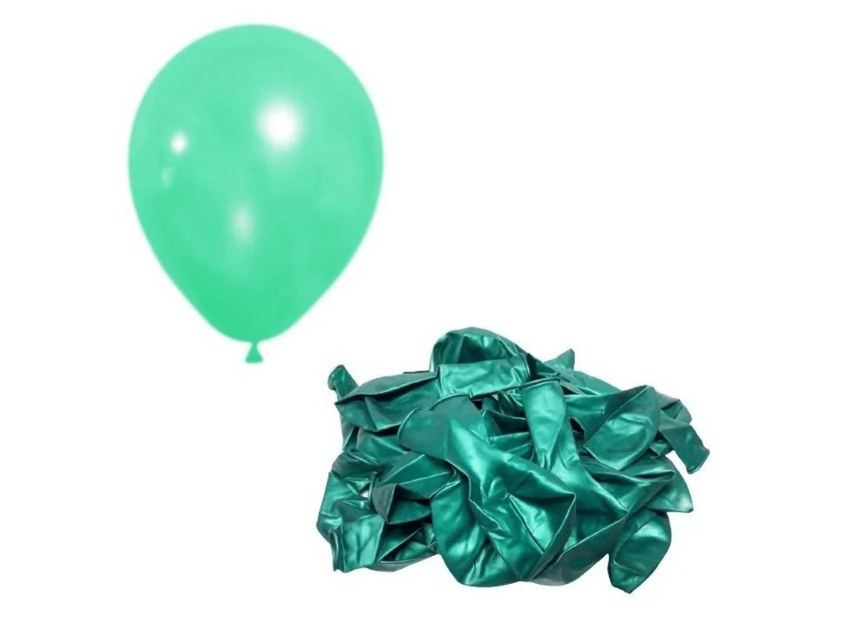 Globos Verde Esmeralda Látex Metálico Decorativo R10 24 Und
