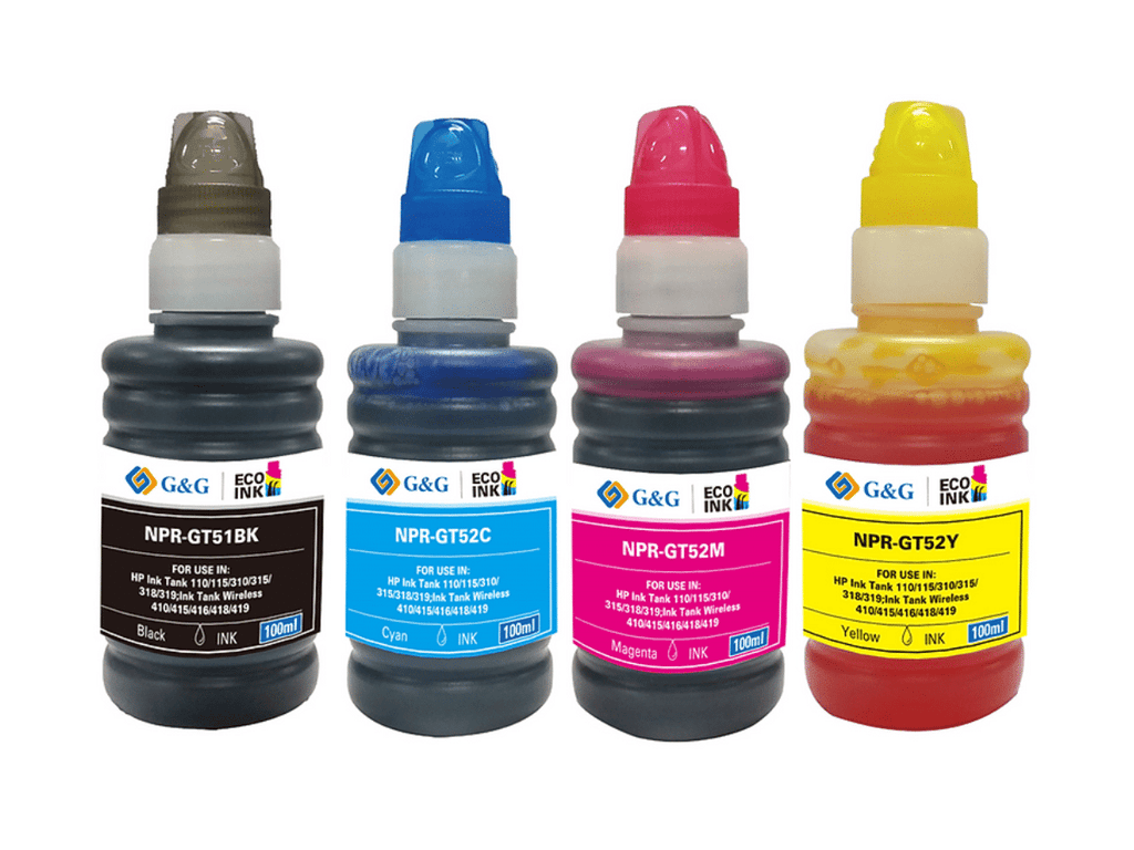 Pack 4 Tintas Alternativas Para HP GT 100 ml 4 Colores G&amp;G