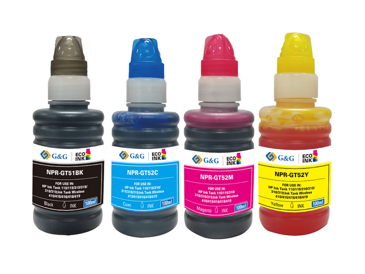 Pack 4 Tintas Alternativas Para HP GT 100 ml 4 Colores G&amp;G