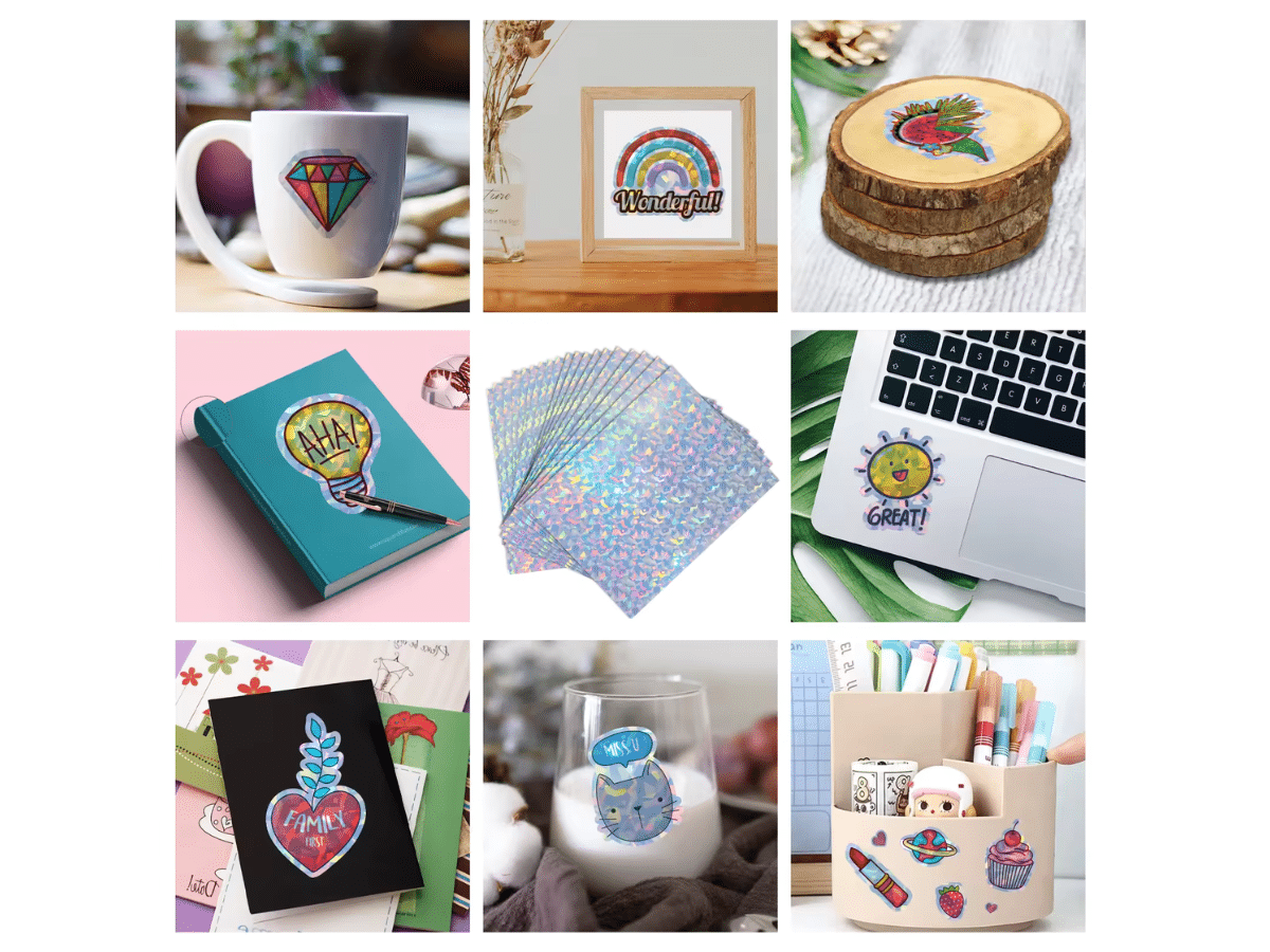 Papel Adhesivo Holográfico Con Diamantes Imprimible A4 X 20 Hojas SP