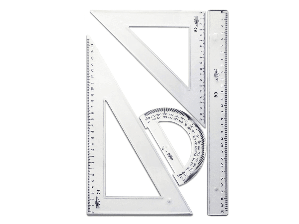 Set De Geometría Transparente 30 Cm 4 Tipos De Regla Escolar