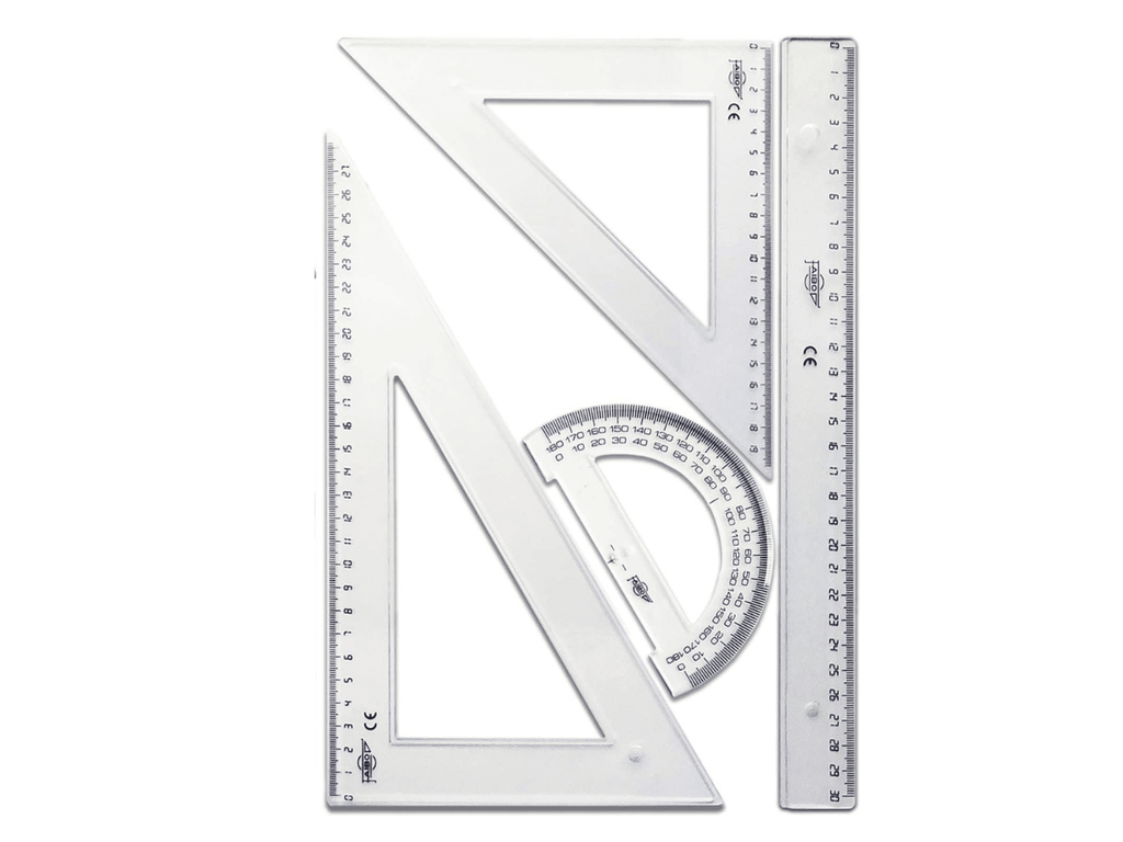Set de Geometría Transparente 30 cm con 4 Reglas