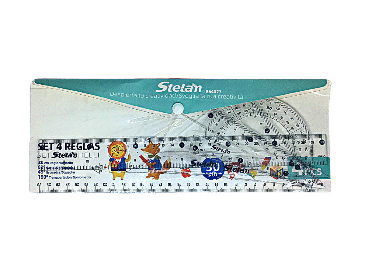 Set De Geometría Transparente 30 Cm 4 Tipos De Regla Escolar