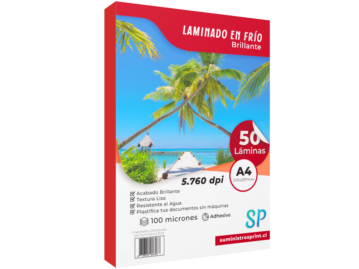 Láminado En Frío Glossy 100 Micras Formato A4 X 50 Láminas SP