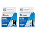 Pack 2 Cartuchos Alternativos H-667 XL Negro Y Colores 18 ml
