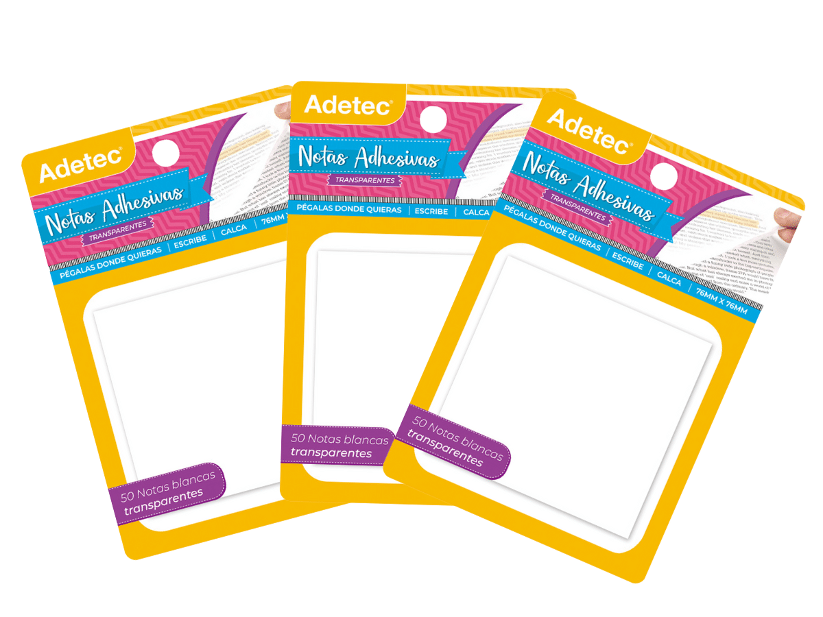Pack 150 Notas Adhesivas Transparentes 76x76mm Adetec