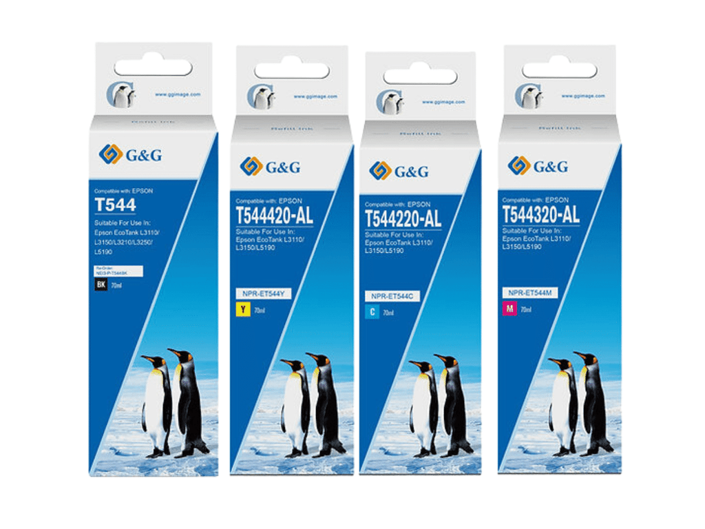 Pack 4 Tintas T544 C/boquillas Premium Para L3110 L3158 L6160 G&amp;G