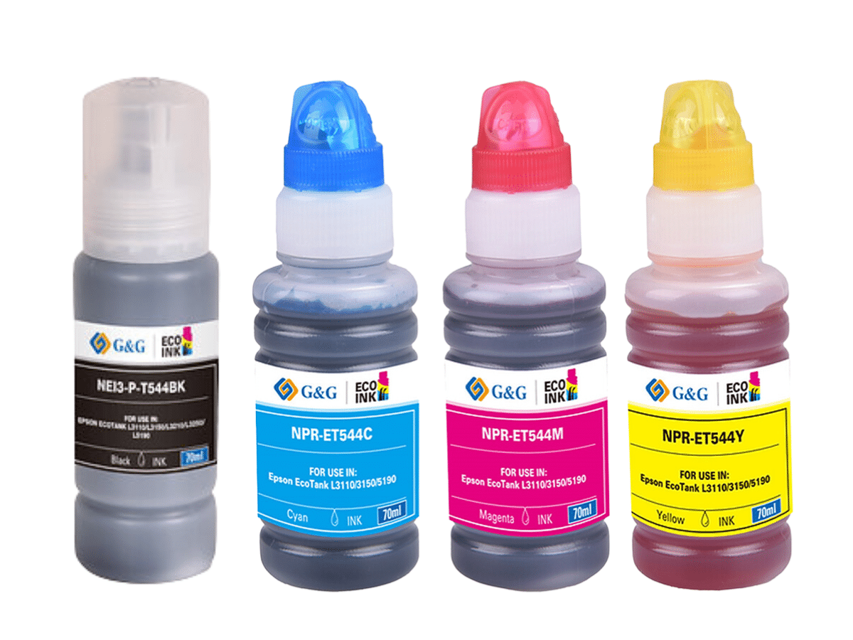 Pack 4 Tintas T544 C/boquillas Premium Para L3110 L3158 L6160 G&amp;G