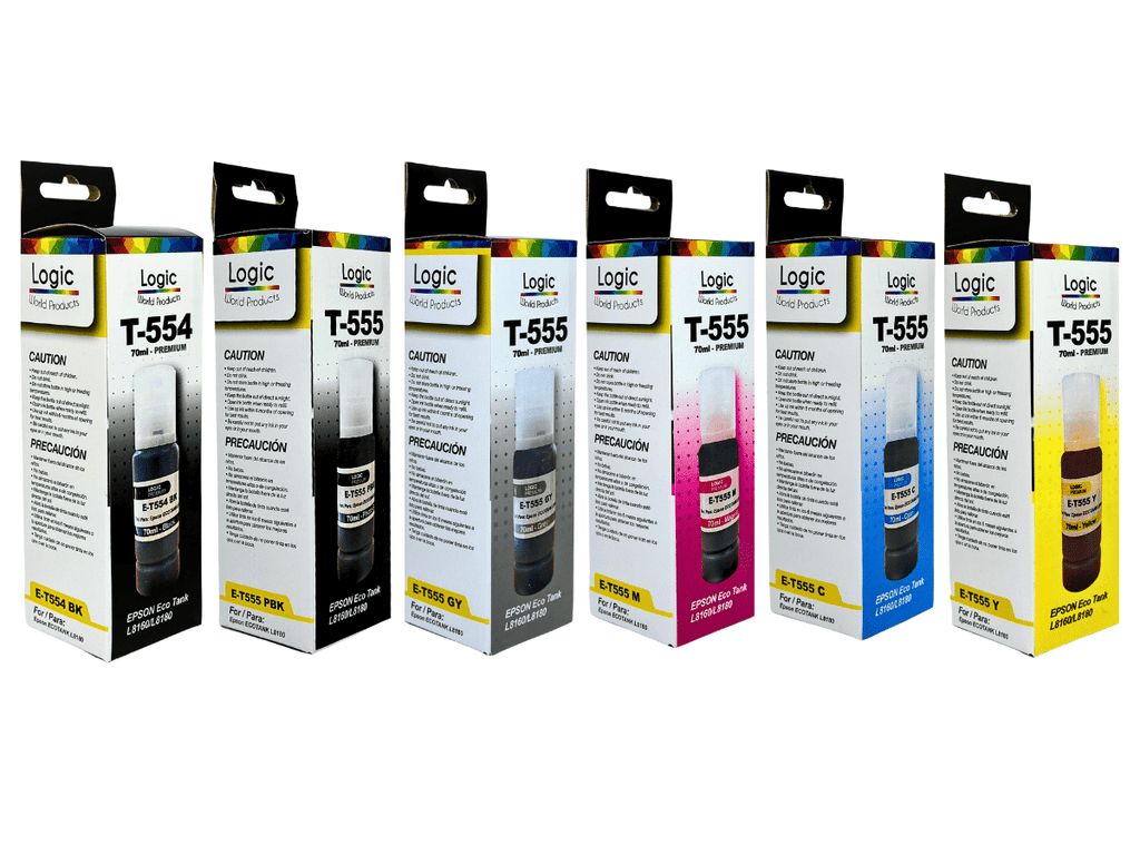 Tintas T555 Para Epson Ecotank 70 ml Premium L8160 L8180 Logic