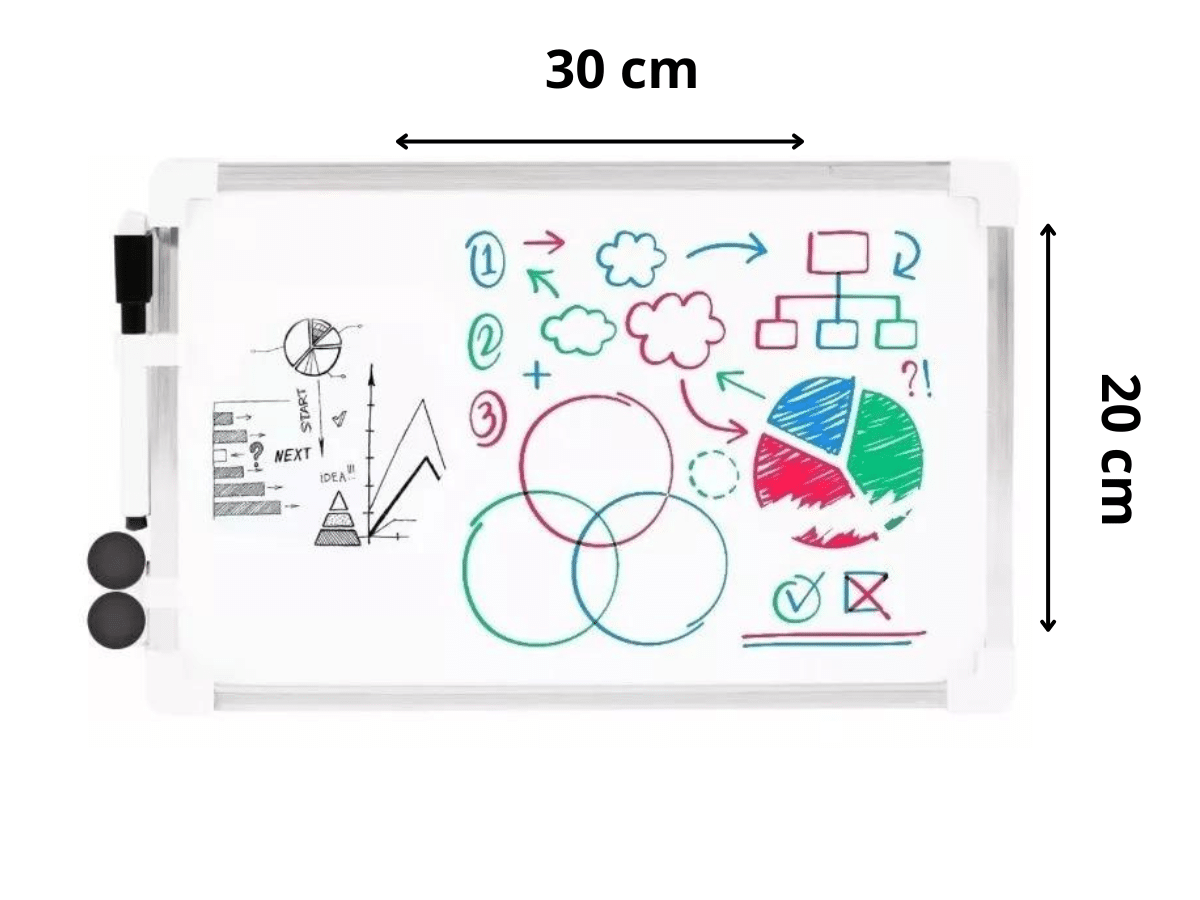 Pizarra Acrílica Magnética 20x30 cm Blanca Con Marco de Aluminio