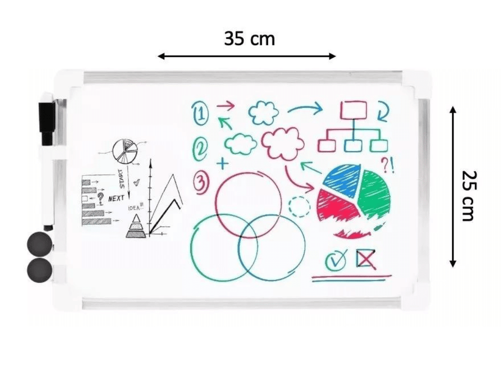 Pizarra Acrílica Magnética 25x35 cm Blanca con Marco de Aluminio