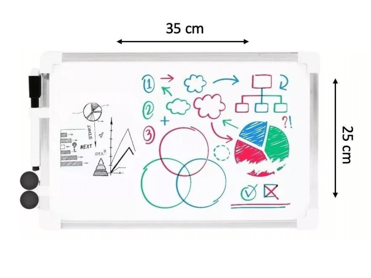 Pizarra Acrílica Magnética 25x35 cm Blanca con Marco de Aluminio