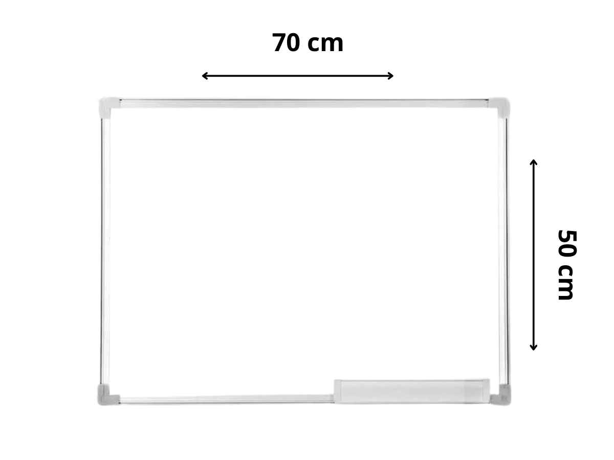Pizarra Blanca Acrílica 50x70 Cm con Marco De Aluminio Y Soporte