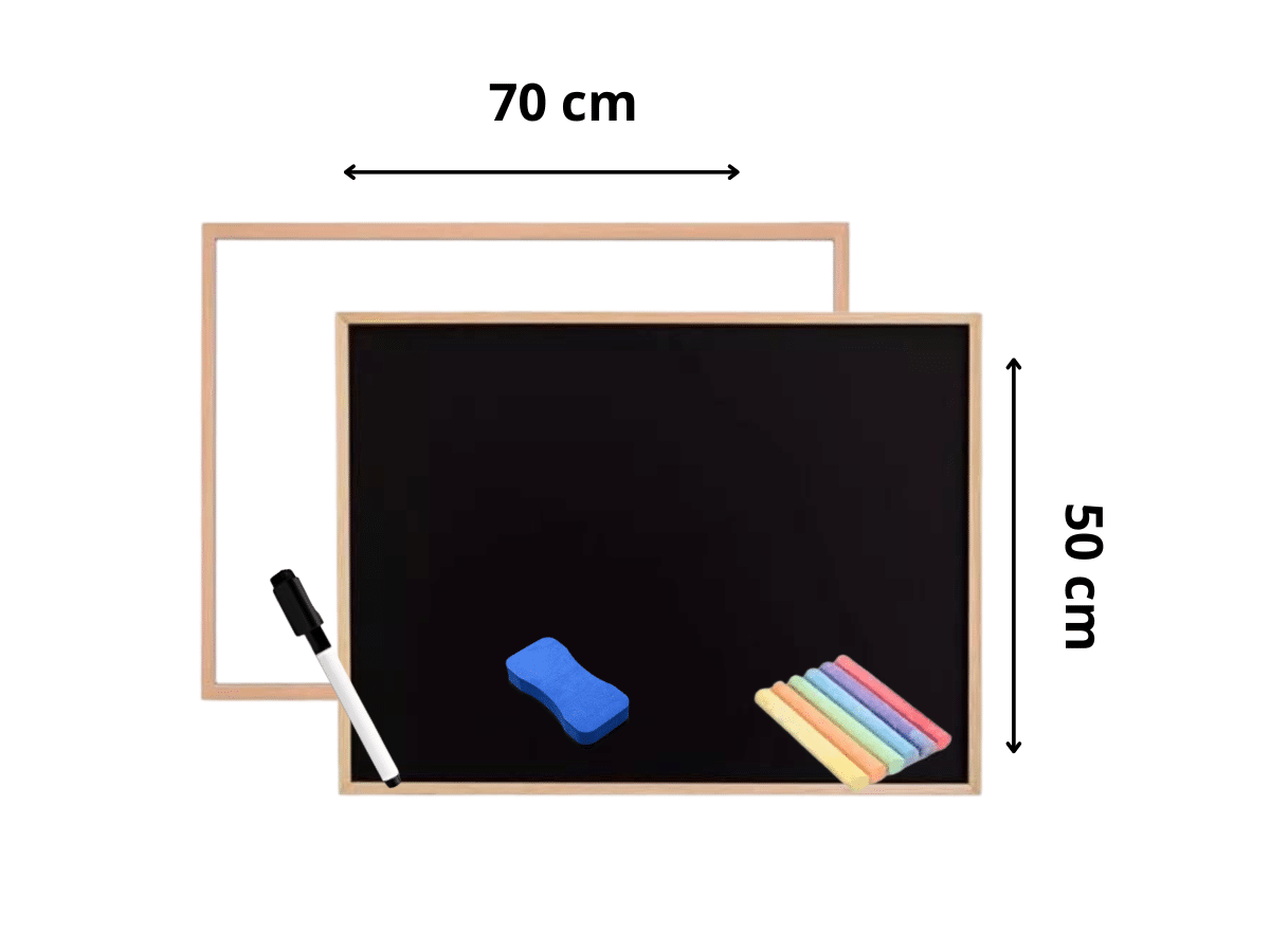 Pizarra Doble Cara Para Escribir en Tiza y Acrílico 50x70 cm