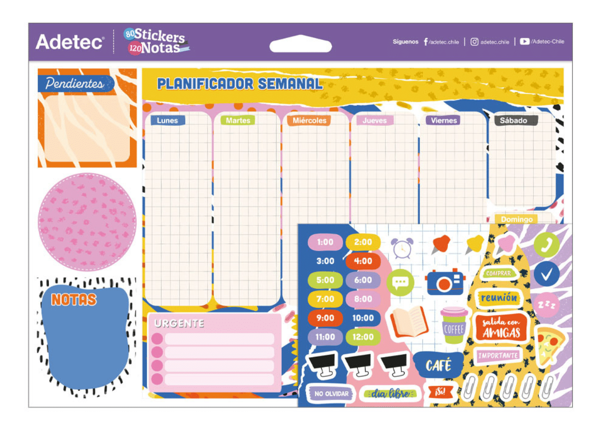 Planificador Semanal Adetec Stickers Y Notas Adhesivas Adetec - 430