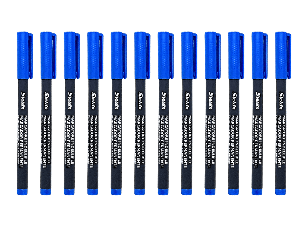 Plumones Permanentes Punta Fina Azul 1.0 mm Pack 12 Marcadores