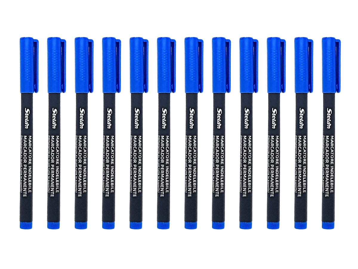 Plumones Permanentes Punta Fina Azul 1.0 mm Pack 12 Marcadores