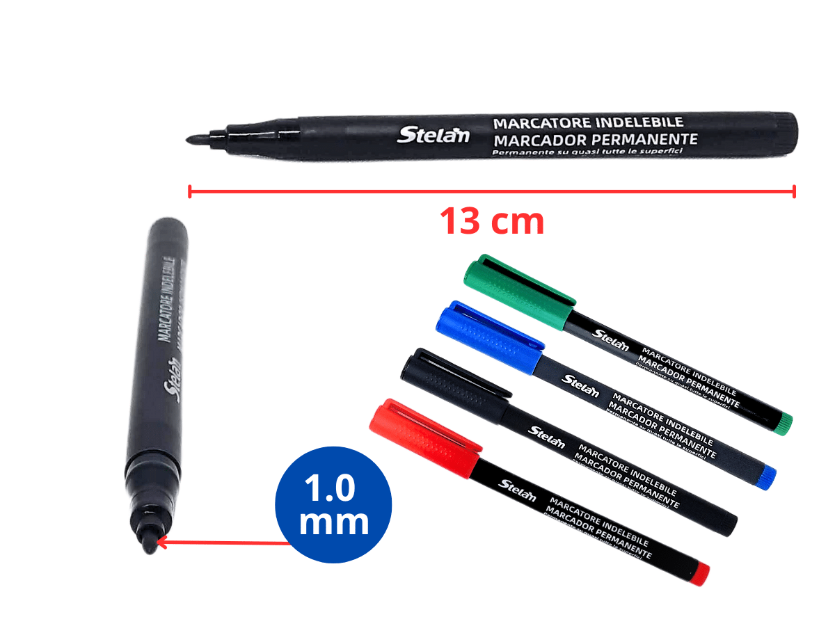 Plumones Permanentes Punta Fina Azul 1.0 mm Pack 12 Marcadores