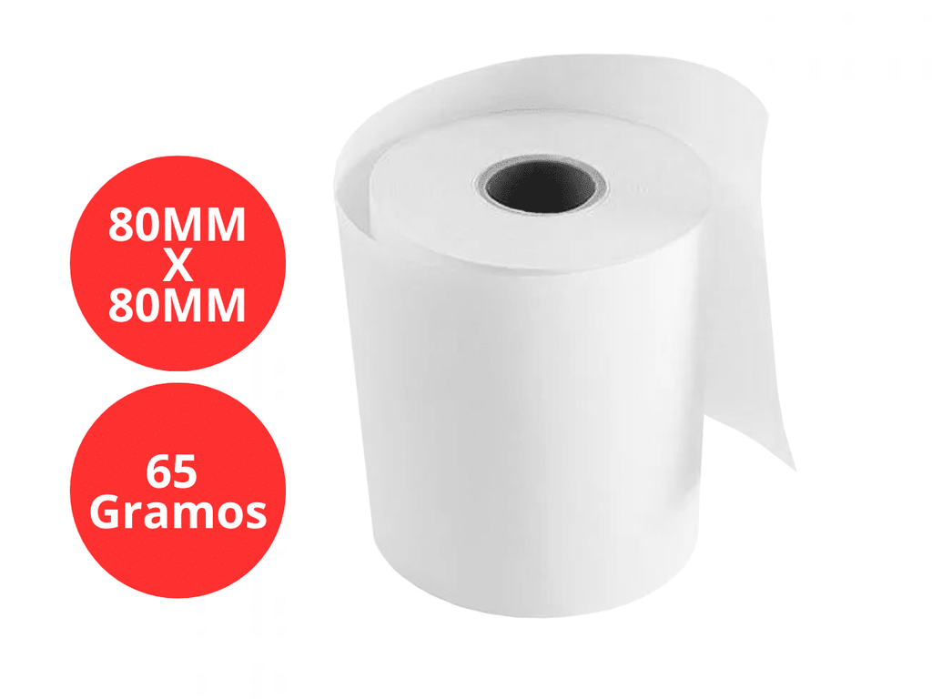 Papel Térmico 80x80 mm De 65 Grs Pack 10 Rollos Térmicos