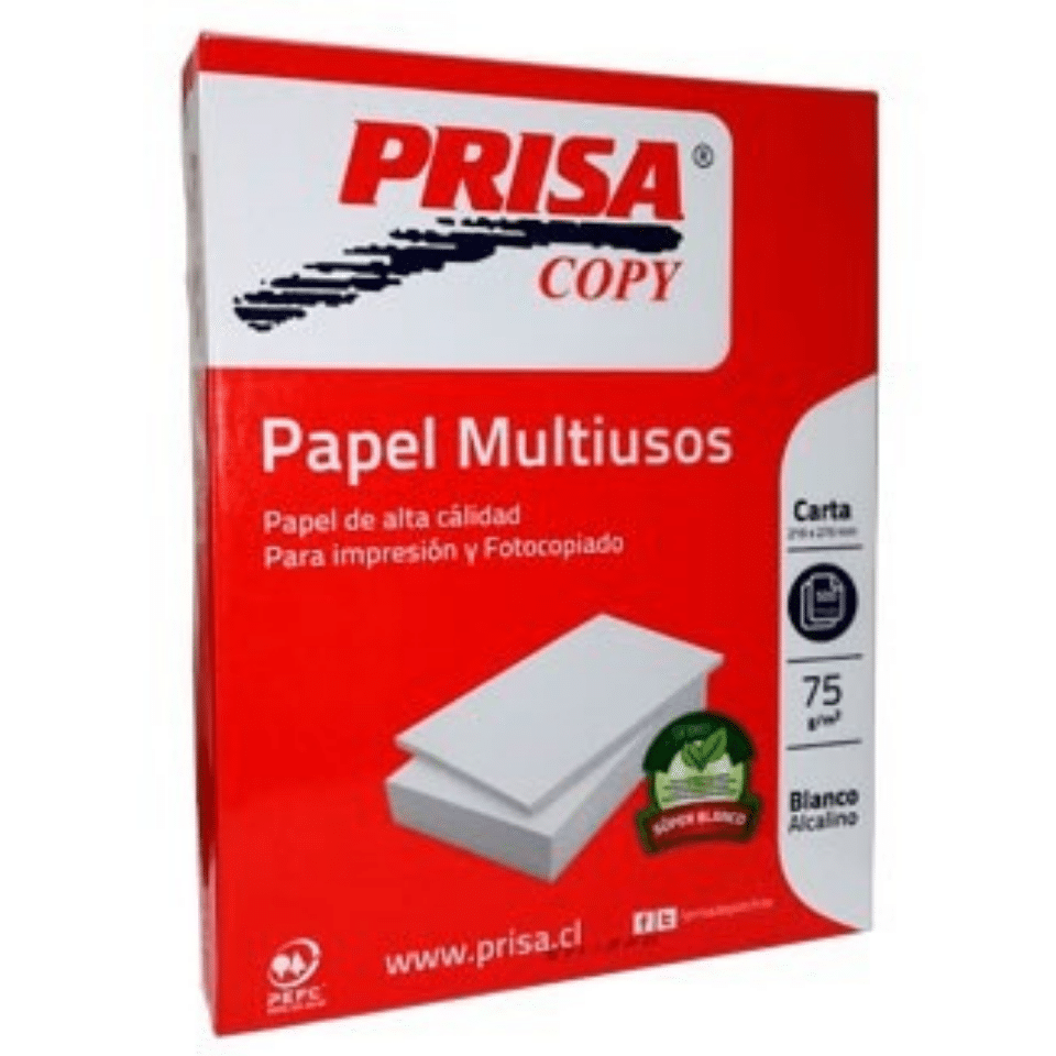 Papel Fotocopia Prisa Resma Carta 75 Gr X 500 Hojas