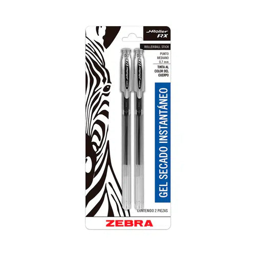 Bolígrafo De Gel 0.7 mm Zebra Color Negro Secado Rápido 2 Unid