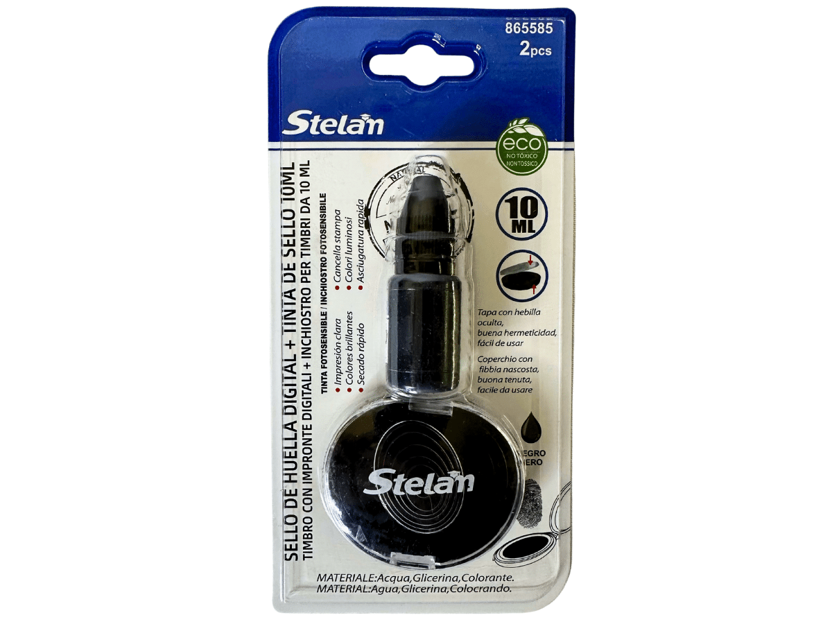 Sello De Huella Digital Con Almohadilla 5x4 cm Y Tinta De 10 ml