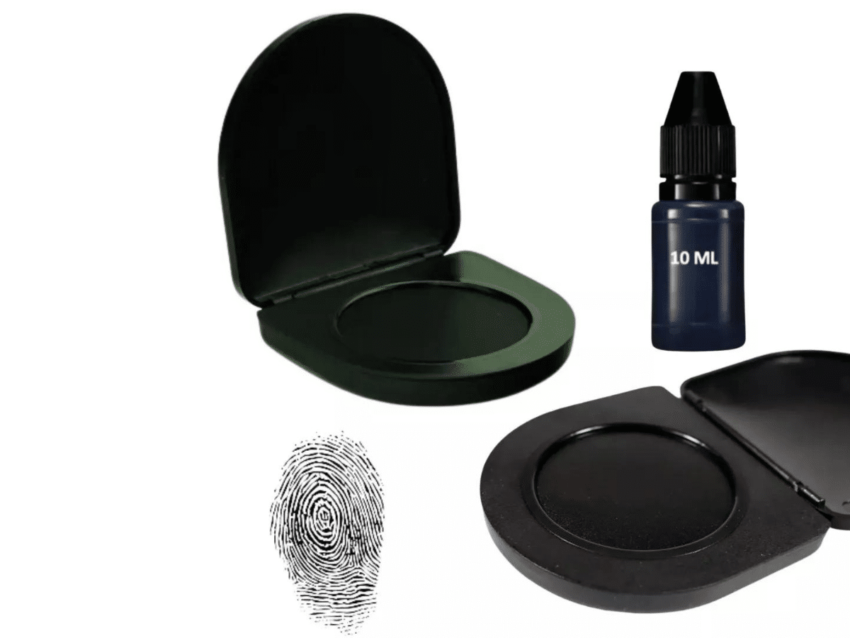 Sello De Huella Digital Con Almohadilla 5x4 cm Y Tinta De 10 ml