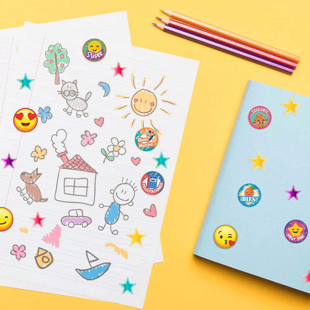 Etiquetas Holográficas De Estrellitas Sticker Escolar Adetec