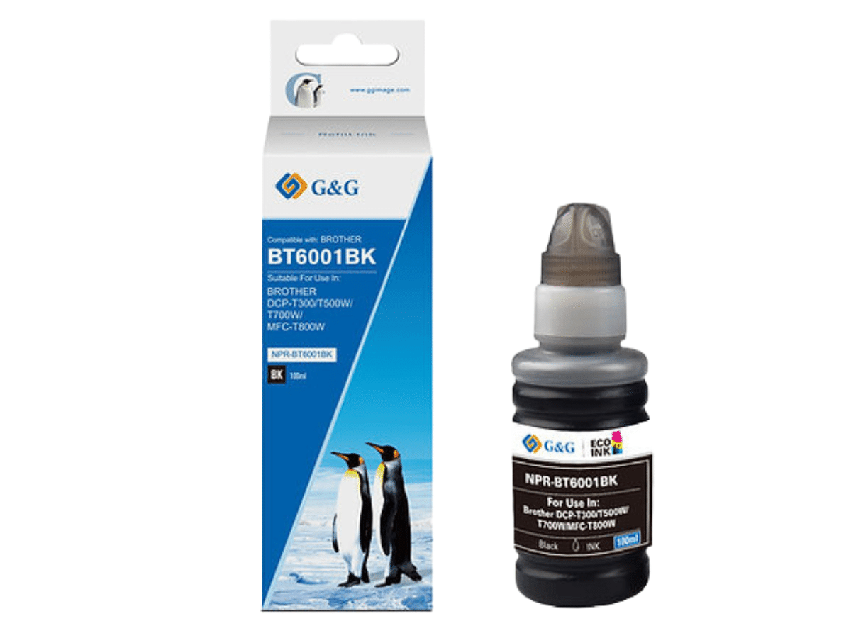 Pack 4 Tintas Para Brother BT6001BK 100 ml BT5001 Colores 70ml