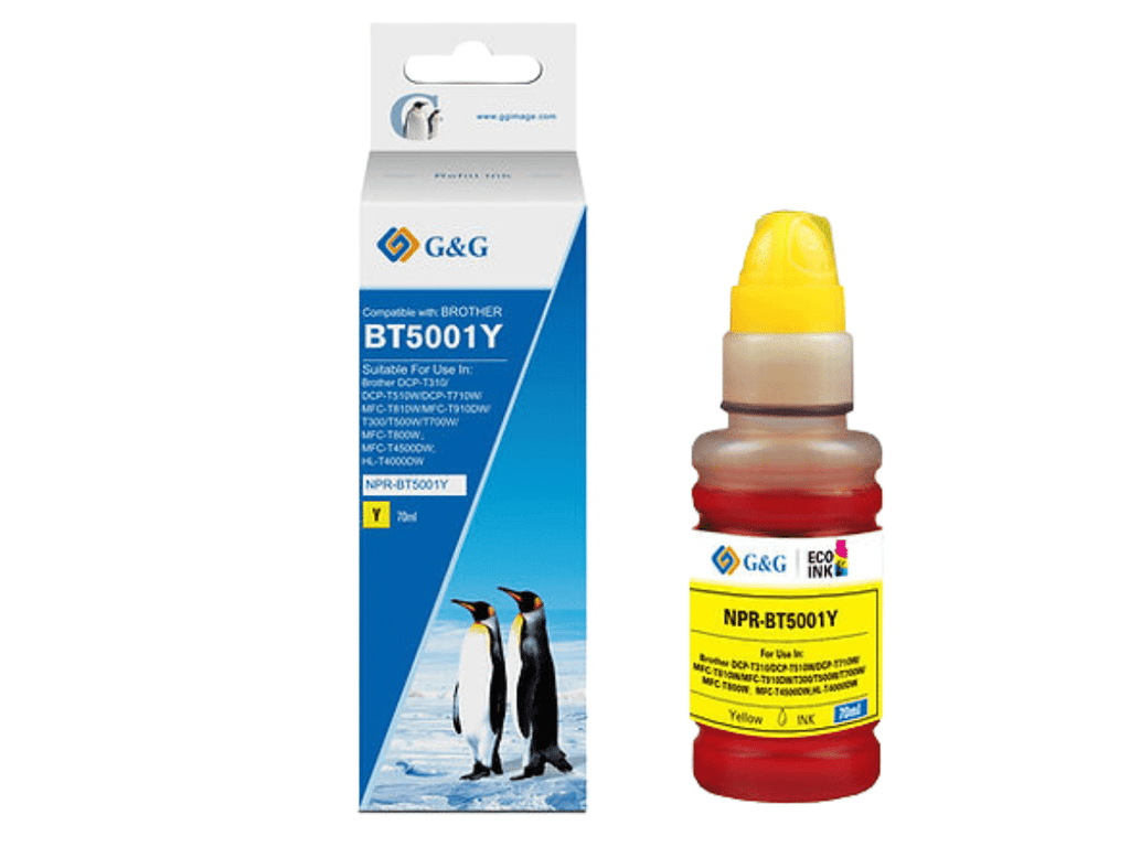 Pack 4 Tintas Para Brother BT6001BK 100 ml BT5001 Colores 70ml