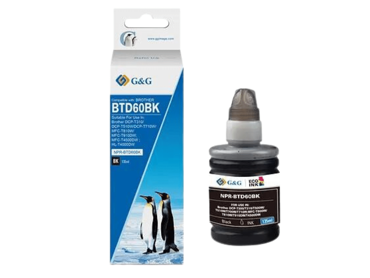 Tinta Para Brother BTD60BK 135 ml Dye Rendimiento 8000pag G&amp;G