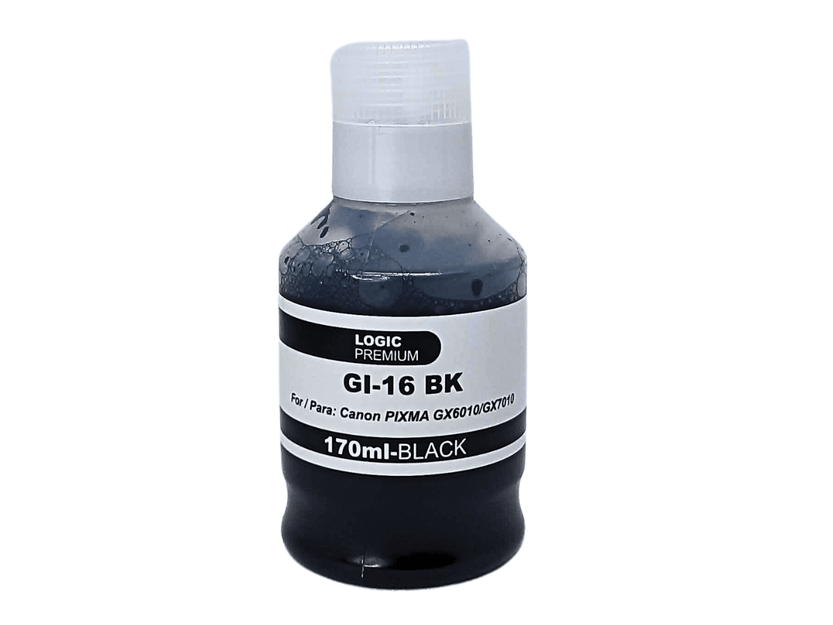 Tinta GI-16 Para Canon GX-6010 GX-7010 Color Negro Calidad Premium Logic