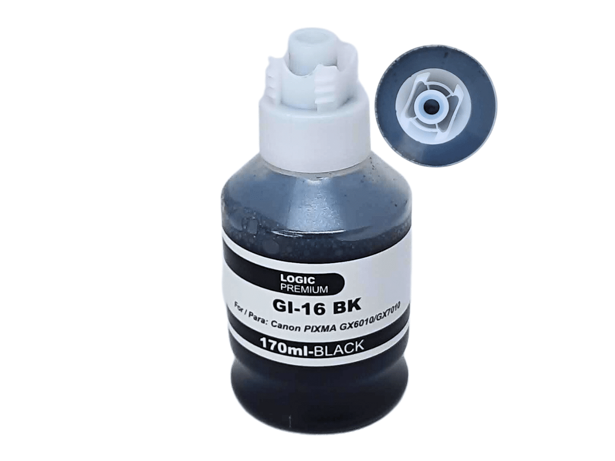 Tinta GI-16 Para Canon GX-6010 GX-7010 Color Negro Calidad Premium Logic