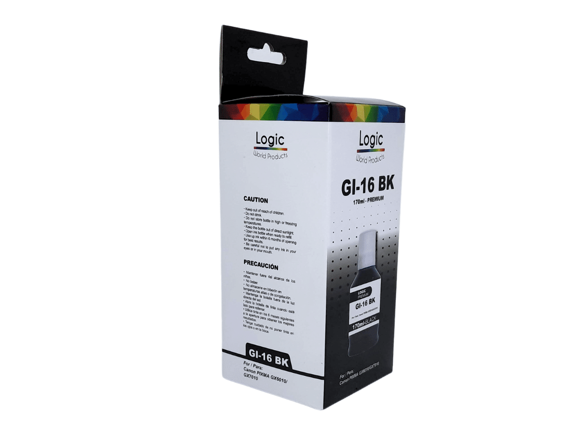 Tinta GI-16 Para Canon GX-6010 GX-7010 Color Negro Calidad Premium Logic
