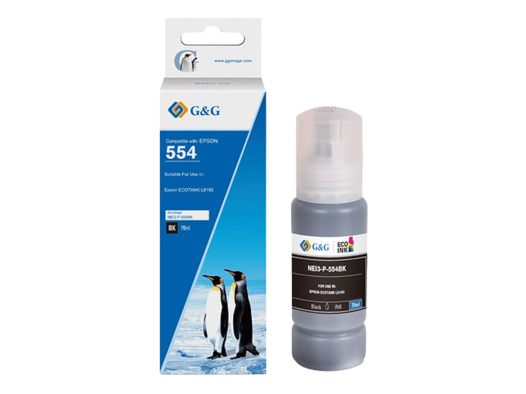 Tinta T554 Pigmentada Negra para Epson Ecotank - 70ml - Marca GyG
