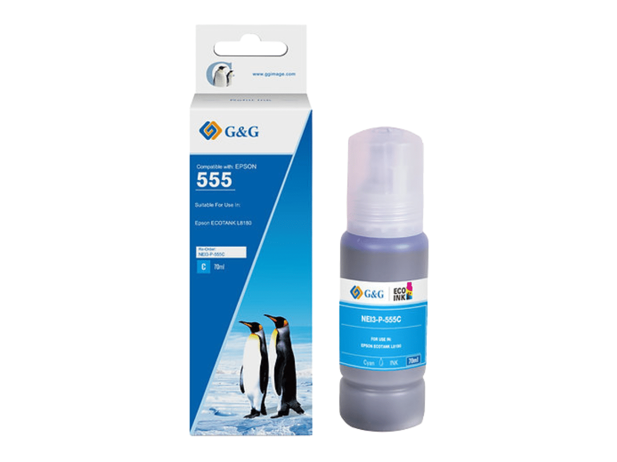 Pack 6 Tintas T555 T554 Para Epson Ecotank 70ml Compatible con L8160 y L8180
