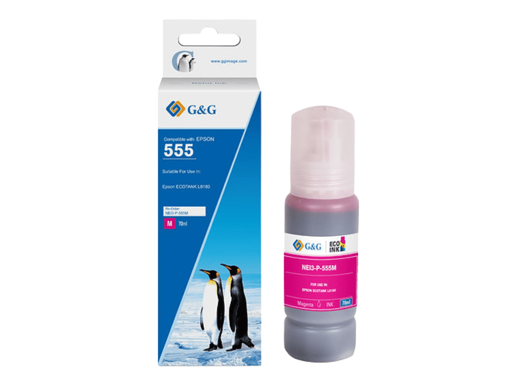 Pack 6 Tintas T555 T554 Para Epson Ecotank 70ml Compatible con L8160 y L8180