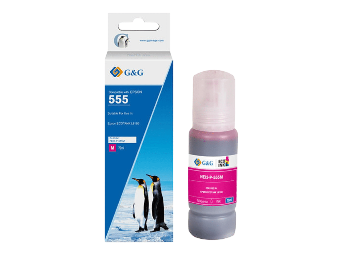 Pack 6 Tintas T555 T554 Para Epson Ecotank 70ml Compatible con L8160 y L8180