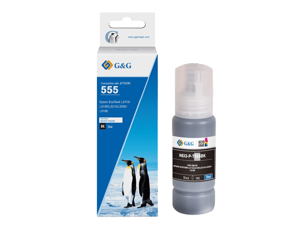 Pack 6 Tintas T555 T554 Para Epson Ecotank 70ml Compatible con L8160 y L8180