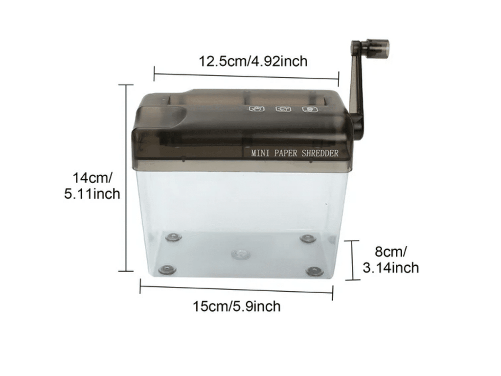 Trituradora De Papel Manual Capacidad 1.7 L Tritura hasta 5 Hojas