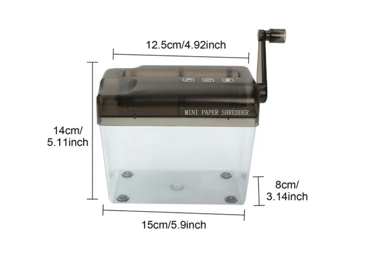 Trituradora De Papel Manual Capacidad 1.7 L Tritura hasta 5 Hojas
