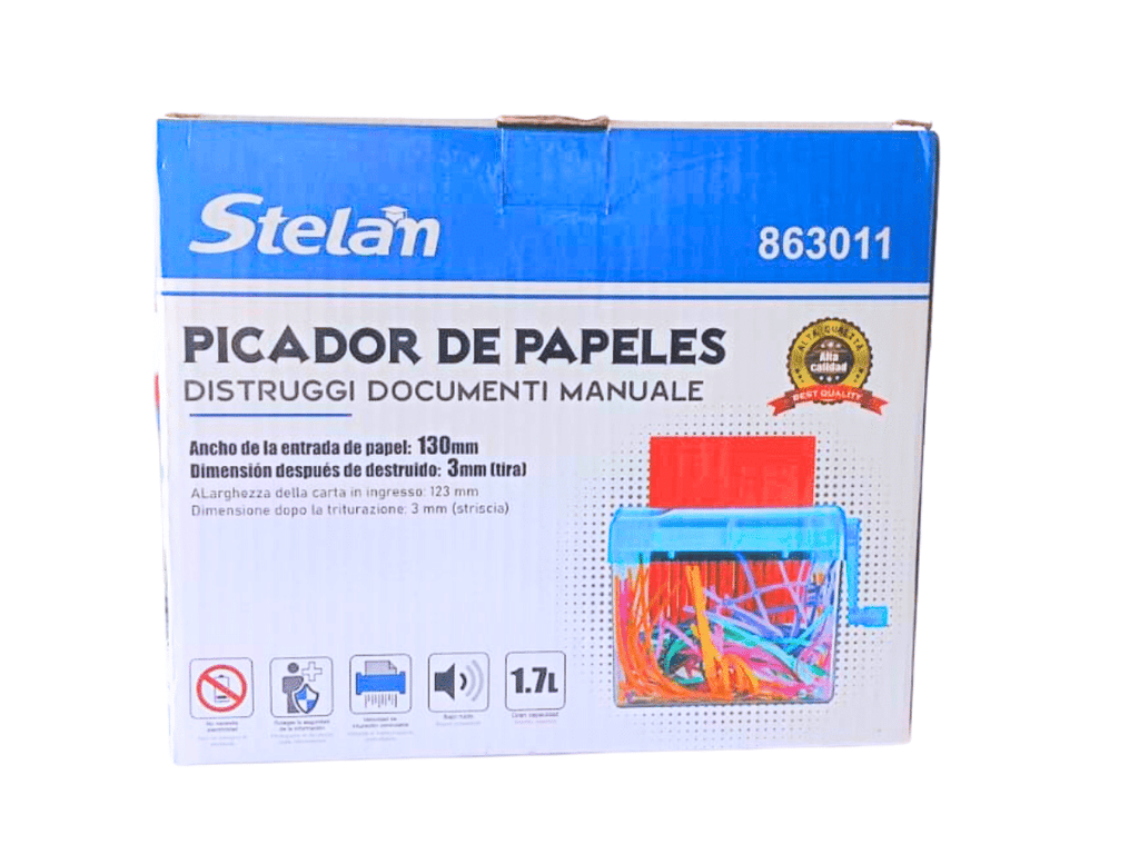 Trituradora De Papel Manual Capacidad 1.7 L Tritura hasta 5 Hojas