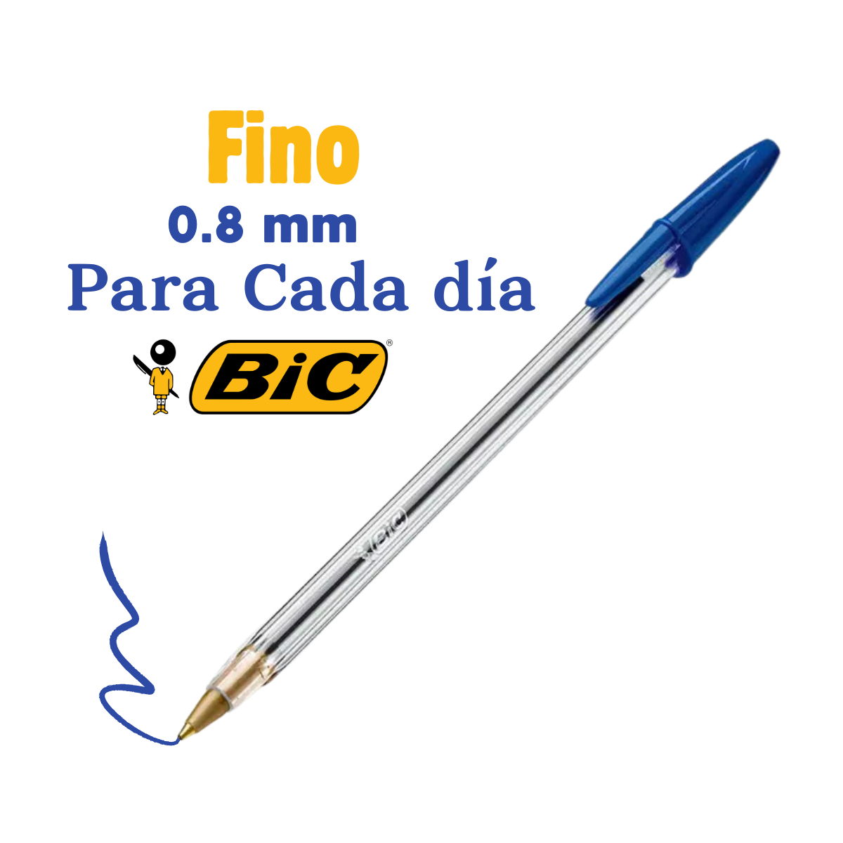 Lápiz Pasta Bic 0.8 Mm Punta Fina Cristal Precisión 50 Und